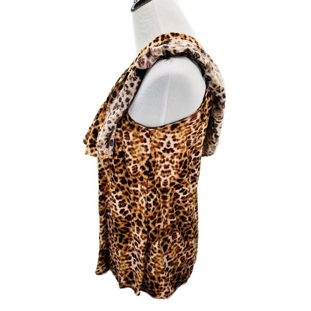 Entro Blouse Womens Size Small Top Cheetah Print Flirty Off Shoulder - Picture 2 of 7